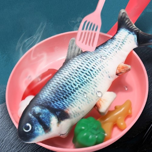 Realistic Plush Simulation Electric Doll Fish Funny Interactive Pets Chew Bite Supplies for Cat Fish Flop Cat Toy for Biting and Kicking