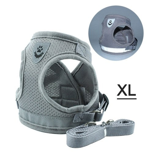 Dog Harness No-Pull Pet Harness Step-in Air Dog Harness, Soft Mesh Cat Harness, Step in Vest Harness Adjustable Outdoor Pet Vest, Reflective Harness for Pet Kitten Puppy Rabbit, (Silver gray,XL)