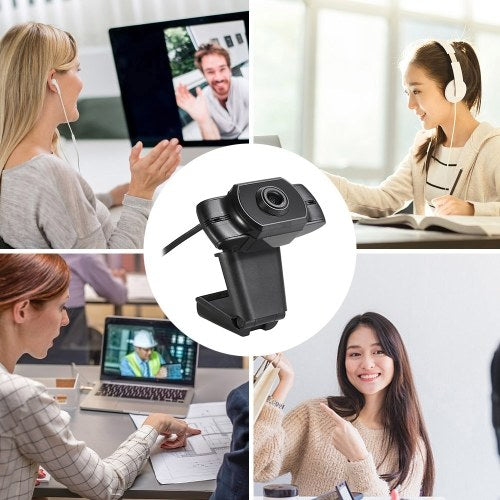 1080P USB Webcam Video Conference Camera Clip-on Camera Live Streaming Web Cam Computer Camera for Laptop and Desktop Calling, Conferencing, Live Streaming, Online Studying