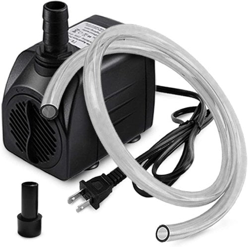 160GPH Submersible Pump (600L/H, 10W) with 3.3 ft Tubing for Aquariums Fish Tank Pond Fountain Statuary Hydroponics Water Feature Indoor Fountains