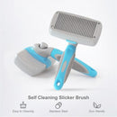 Self Cleaning Slicker Brush Dog Brush Pets Push Hair Comb Pet Retractable Grooming Tool Stainless Steel Pins for Dog Cat and