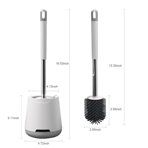 Toilet Brush and Holder Wall-mounted/Floor-standing Bristles Toilet Brush Cleaner No-drilling Bathroom Deep Cleaning Toilet Bowl Brush