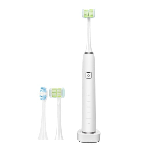 Triple Bristle Electric Toothbrush for Adults with 3D Soft Brush Head 5 Brushing Modes 2 Min Timer