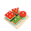 Wooden Puzzle Blocks Kids Toddler Puzzle Geometry Toys Shapes Sorter Preschool Geometric Blocks Stacking Games