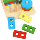 Wooden Puzzle Blocks Kids Toddler Puzzle Geometry Toys Shapes Sorter Preschool Geometric Blocks Stacking Games