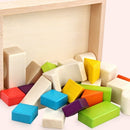 30PCS Colored Building Blocks Wooden Puzzle Blocks Kids Toddler Puzzle Toys Preschool Shapes Geometric Blocks Stacking Games