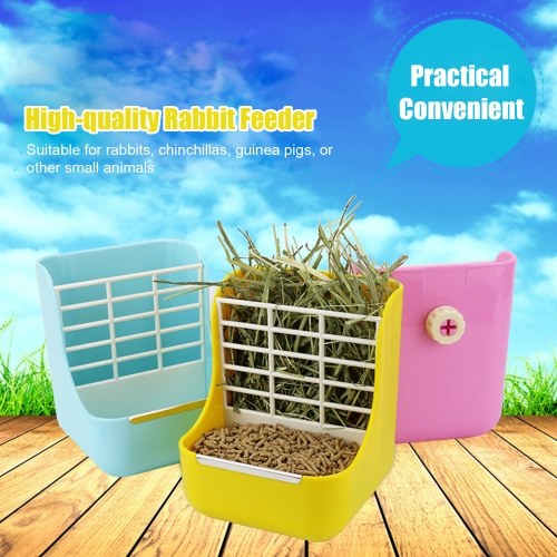 Rabbit Feeder Hay Feeder Pets Cage Fixed Food Bowl for Guinea Pig Chinchillas Other Small Animals