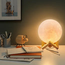 Large Moon Lamp Lighting Night LED 3D Printing Square Base 3 Color Desk Moon Lamp Dimmable  Moon night light with stand Touch Control Brightness