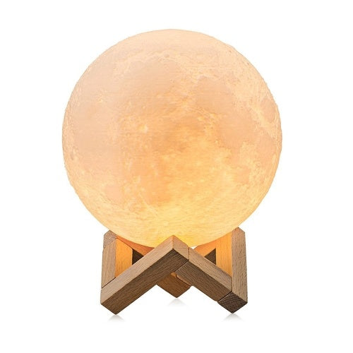 Large Moon Lamp Lighting Night LED 3D Printing Square Base 3 Color Desk Moon Lamp Dimmable  Moon night light with stand Touch Control Brightness