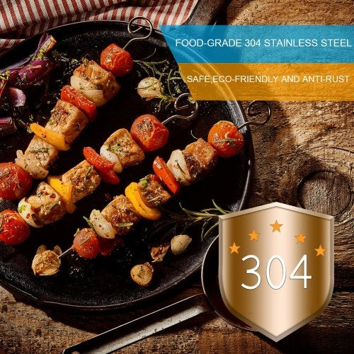 12 Pcs 13.3 Inches Kabob Skewers Flat Metal BBQ Skewers Stainless Steel Kebob Sticks