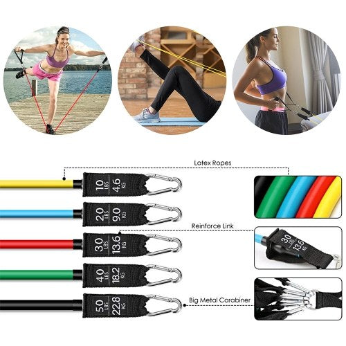 11PC Resistance Bands Set  with Handles Fitness Exercises Bands