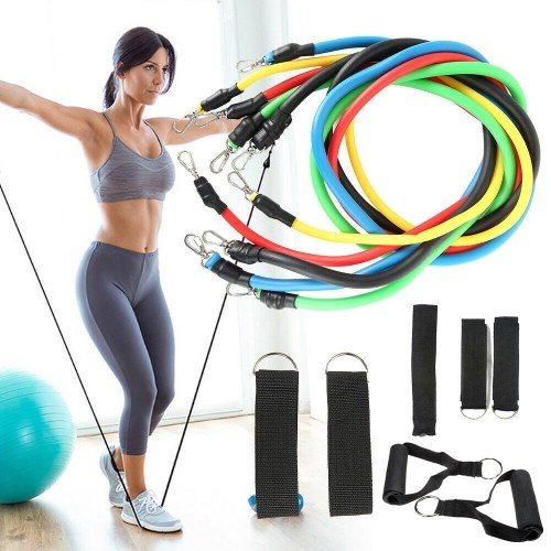 11PC Resistance Bands Set  with Handles Fitness Exercises Bands