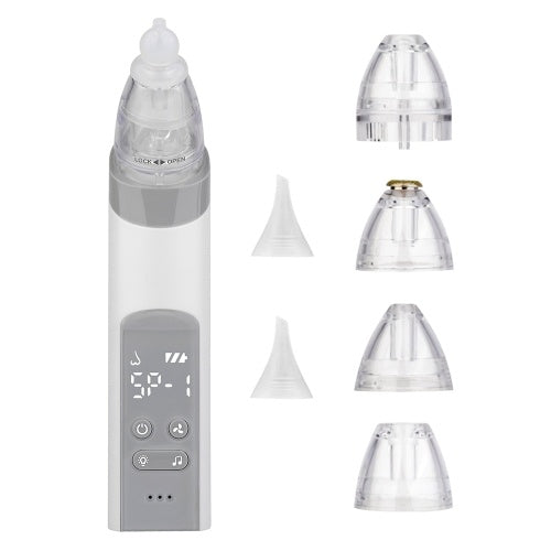 2 in 1 Baby Nasal Aspirator & Blackhead Remover Vacuum Electric Nose Suction Nose Cleaner with 3 Suction Strengths LED Display