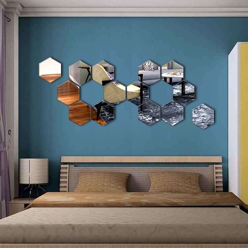 12 Pieces Removable Acrylic Mirror Setting Wall Sticker