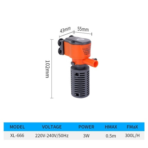 3W/5W 3-in-1 Mini Filter Aquarium