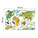 Large Kids Educational Animal Landmarks World Map Peel & Stick Wall Decals Stickers Home Decor Art for Nursery