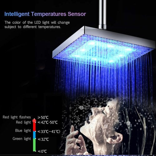 LED Rainfall Shower Head for Bathroom