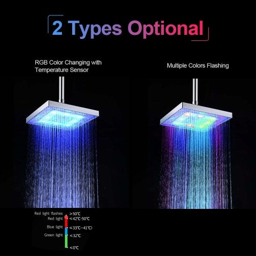 LED Rainfall Shower Head for Bathroom