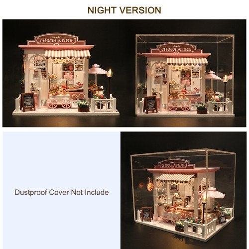 Dollhouse Miniature DIY Mini House Kit with Led Lights and Furniture for Gift Set