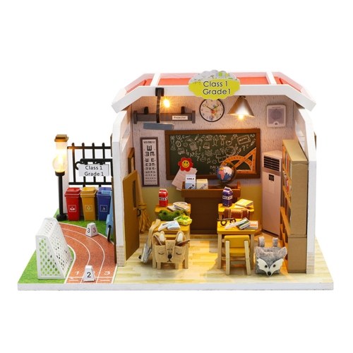 Dollhouse Miniature DIY Mini House Kit with Led Lights and Furniture for Gift Set