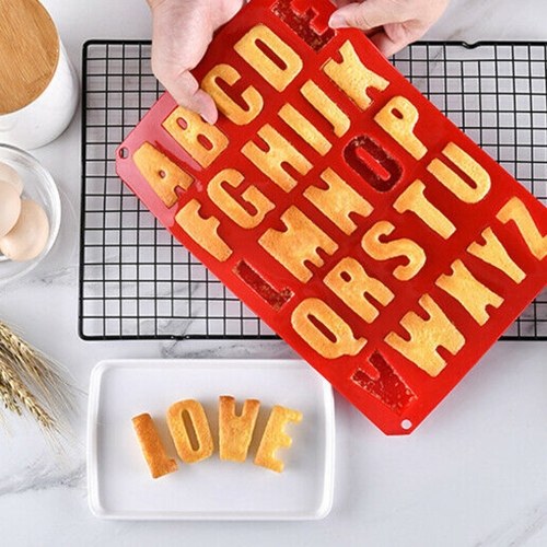 Red Silicone Letter Alphabet Pudding Bakeware Mould