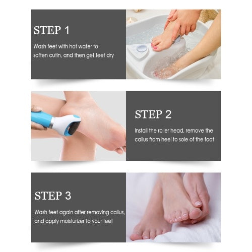 Electric Foot Grinder with Roller Head Battery Powered Portable Feet File Pedicure Tool Foot Scrubber Callus Remover for Dead Hard Cracked Dry Skin