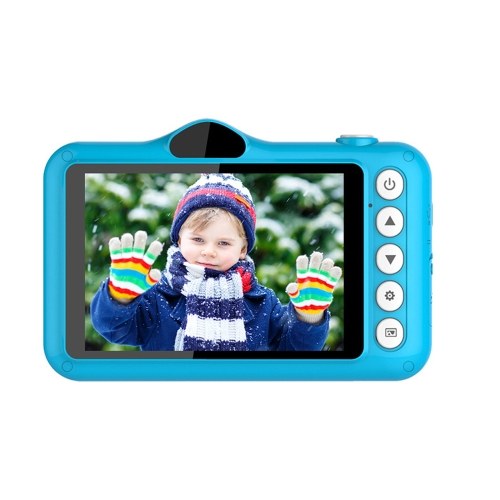 X600 3.5inch Kids Digital Camera Full HD 1080P Mini Children Camera，Cartoon Kids Toy Camera，Built-in 400mAh Battery Support 32GB Memory Card，Front & Rear Dual Cameras，Child Video Camcorder（Blue）