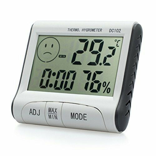 Minitype Digital Indoor Thermometer Hygrometer Clock DC102 LCD Screen