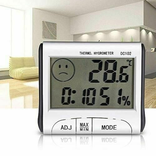 Minitype Digital Indoor Thermometer Hygrometer Clock DC102 LCD Screen