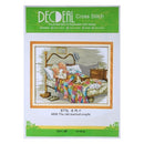 Decdeal 17.3 * 14 inches The Old Married Couple Pattern Cross Stitch Kit with Pre-printed 14CT Canvas Cloth & Cotton Thread Embroidery Cross-Stitching Needlework Home Wall Decor