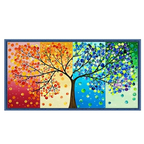 DIY Handmade Needlework Cross Stitch Set Embroidery Kit Precise Printed Big Tree Pattern Cross-Stitching 120 * 57cm Home Decoration