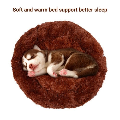 Comfortable Plush Round Pet Bed for Dogs Cats