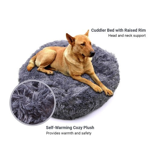 Comfortable Plush Round Pet Bed for Dogs Cats