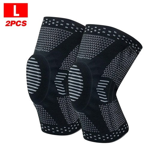 2PCS Knee Compression Sleeve Support Protective Breathable Non-slip Knee Brace with Patella Gel Pads Side Stabilizers for Running Volleyball Basketball Weightlifting Sports Workout