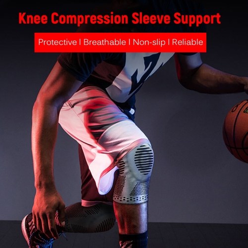 2PCS Knee Compression Sleeve Support Protective Breathable Non-slip Knee Brace with Patella Gel Pads Side Stabilizers for Running Volleyball Basketball Weightlifting Sports Workout