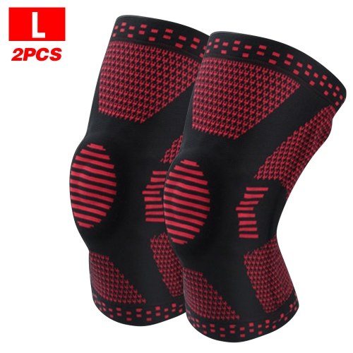 2PCS Knee Compression Sleeve Support Protective Breathable Non-slip Knee Brace with Patella Gel Pads Side Stabilizers for Running Volleyball Basketball Weightlifting Sports Workout