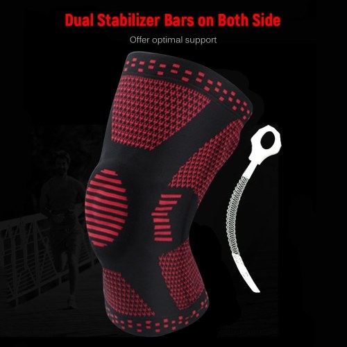 2PCS Knee Compression Sleeve Support Protective Breathable Non-slip Knee Brace with Patella Gel Pads Side Stabilizers for Running Volleyball Basketball Weightlifting Sports Workout