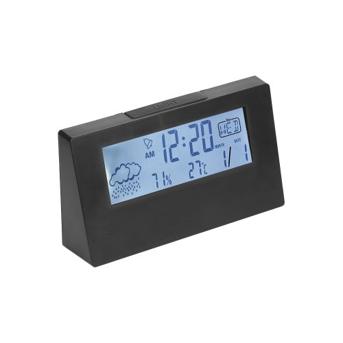 LED Display Digital Alarm Clock Battery Operated Smart Night Light Easy Operation Clock Bedroom Clock (Black)