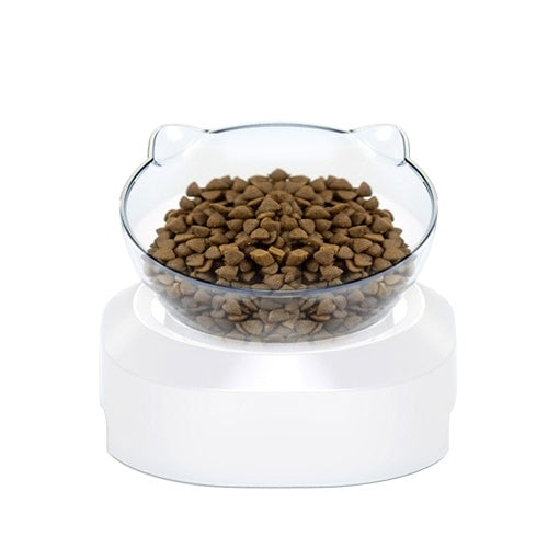 Pet Feeding Bowl 15º Tilted Design for Neck Protection Elevated Single or Double Bowls