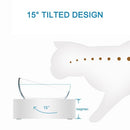 Pet Feeding Bowl 15º Tilted Design for Neck Protection Elevated Single or Double Bowls