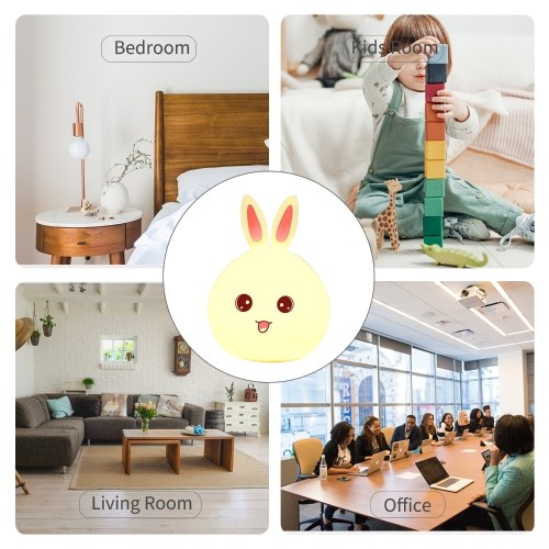 Colorful Night Light Cute Rabbit Shaped Night Light with Touch Sensor