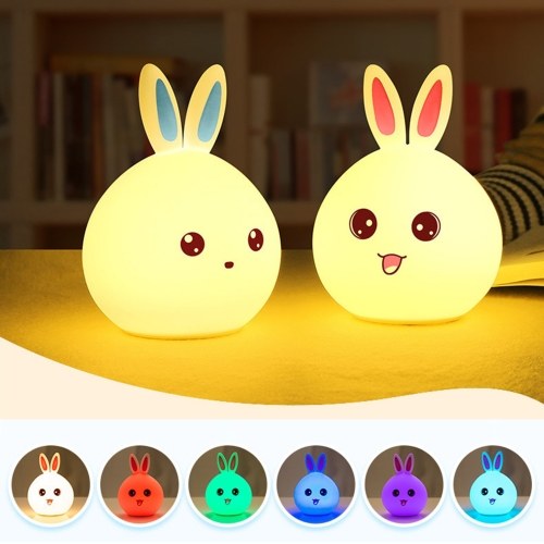 Colorful Night Light Cute Rabbit Shaped Night Light with Touch Sensor