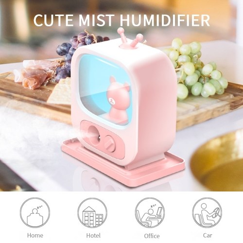 Colorful Mist Humidifier Diffuser Portable Cute Animals TV Shaped Night Light Quiet Humidifier