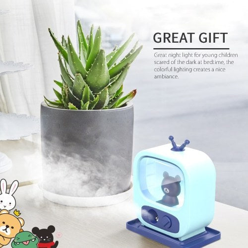 Colorful Mist Humidifier Diffuser Portable Cute Animals TV Shaped Night Light Quiet Humidifier