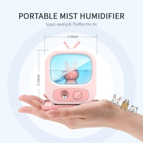 Colorful Mist Humidifier Diffuser Portable Cute Animals TV Shaped Night Light Quiet Humidifier