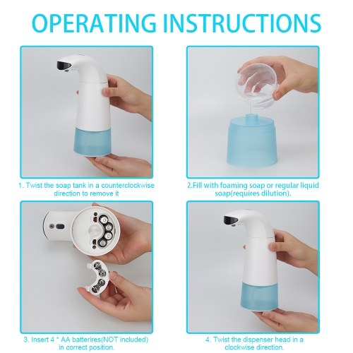 250ml Automatic Foam Soap Dispenser Touchless with Infrared Motion Sensor