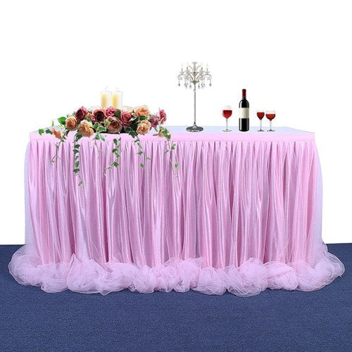 Handmade Tulle Table Skirt Tablecloth Decorative Tableware Cloth