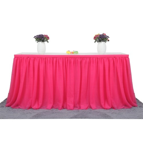 Handmade Tulle Table Skirt Tablecloth Decorative Tableware Cloth