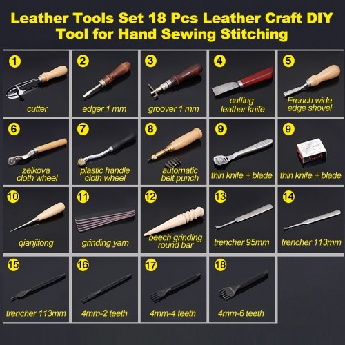 Sewing Craft & Leather Tools Set 18 Pcs Leather Craft DIY Tool