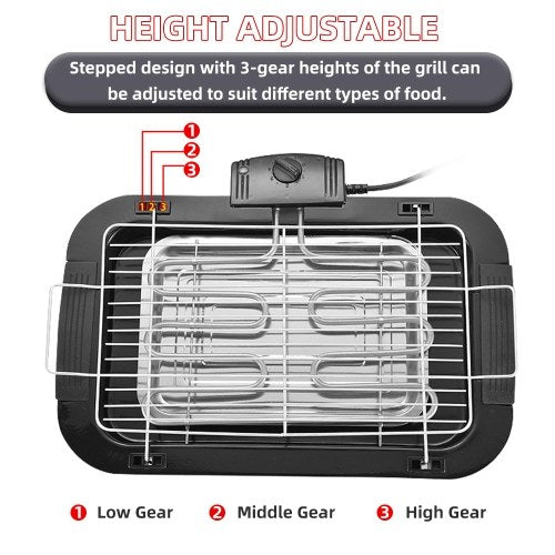 Smoke-less BBQ Grill Electric Griddle Removable Grill